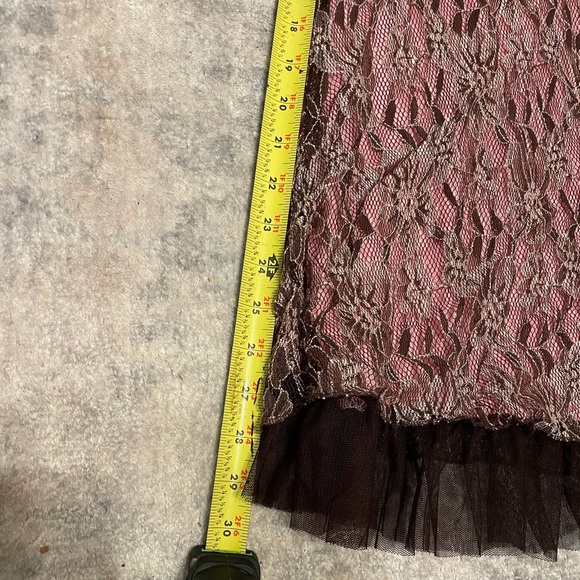 Pink Halter Dress w/ Dark Brown Lace Overlay - Picture 7 of 8